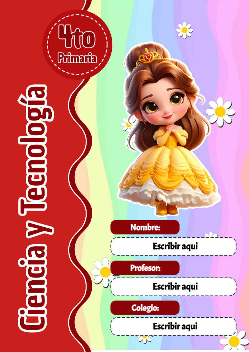 Portada de Princesas de Ciencia y Tecnología para cuaderno con diseño bonito - para el regreso a clases