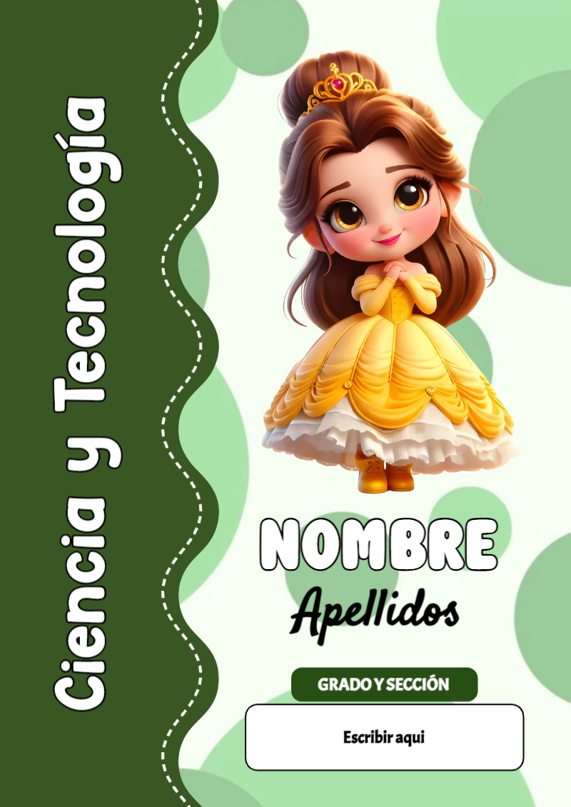 Portada de Princesas de Ciencia y Tecnología para cuaderno fácil de imprimir - formato digital listo para usar