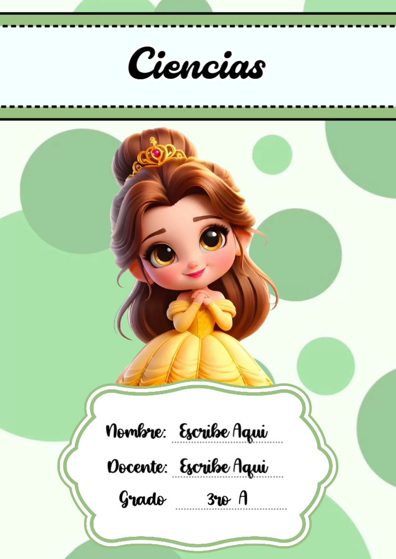 Portada de Princesas de Ciencias para cuaderno con diseño escolar - ideal para cuadernos de espiral