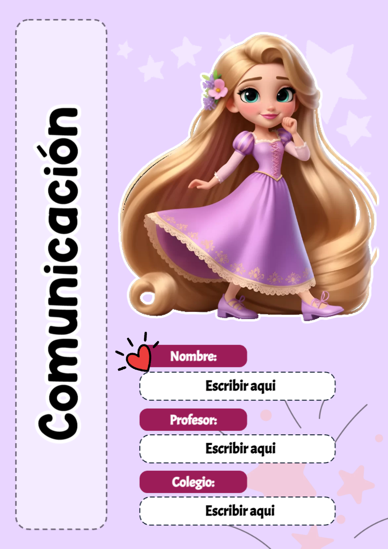 Portada de Princesas de Comunicación para cuaderno en tamaño A4 - tendencia educativa 2026