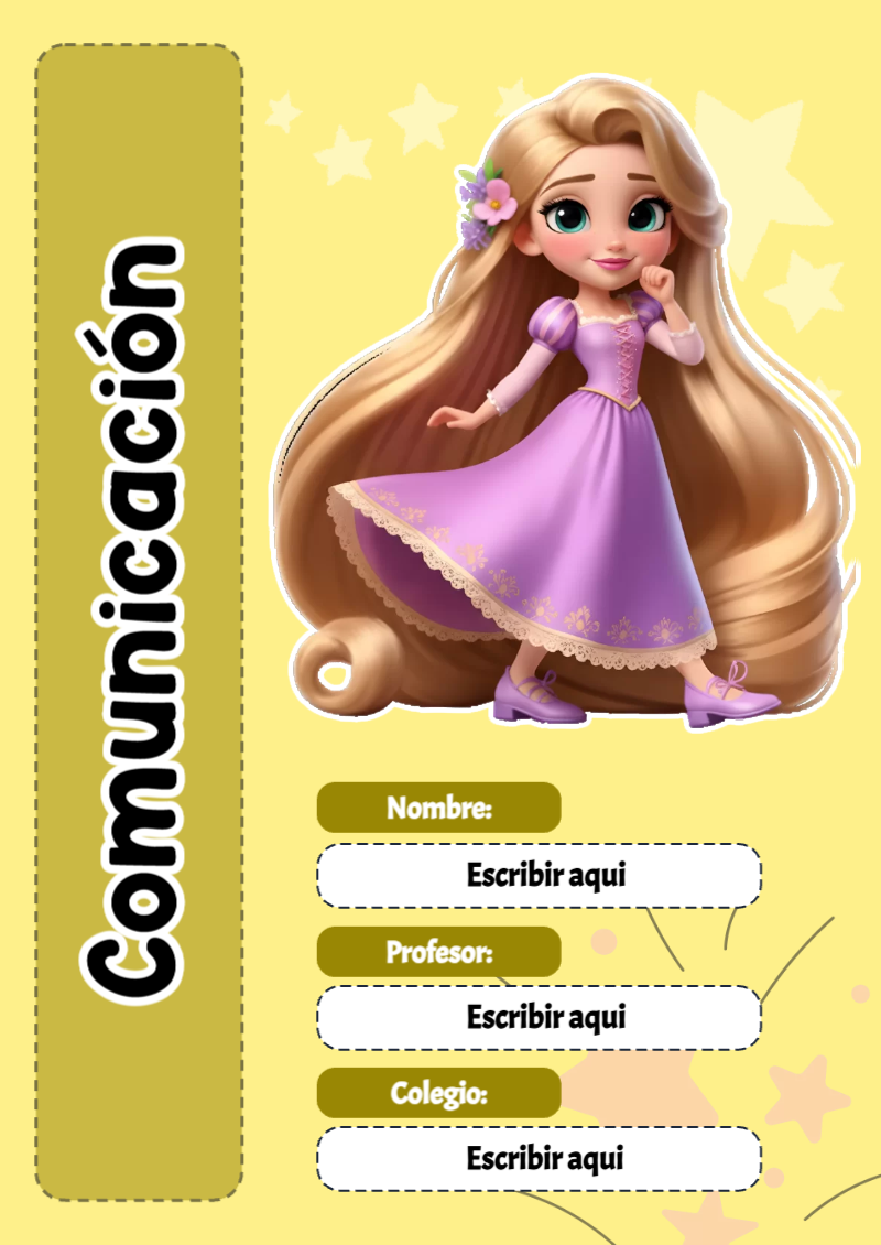 Portada de Princesas de Comunicación para cuaderno para primaria - para todas las edades y grados