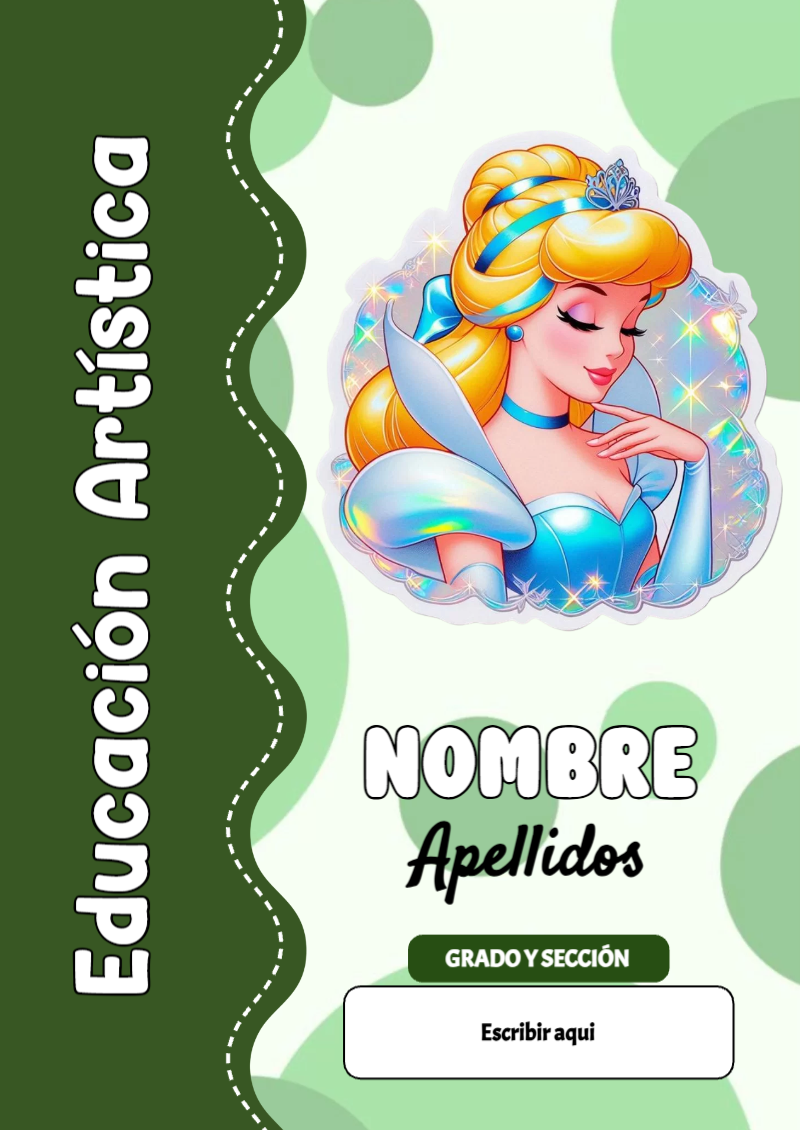 Portada de Princesas de Educación Artística Editable para Imprimir Gratis