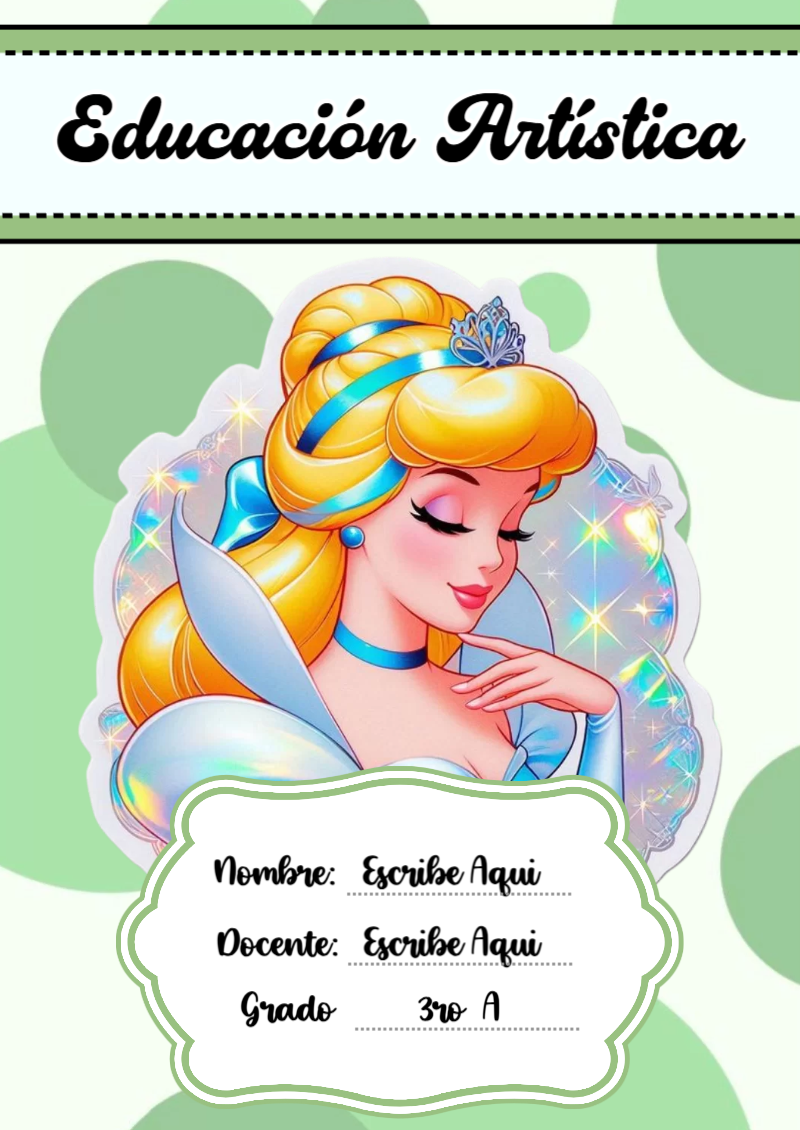 Portada de Princesas de Educación Artística Editable para Imprimir Gratis