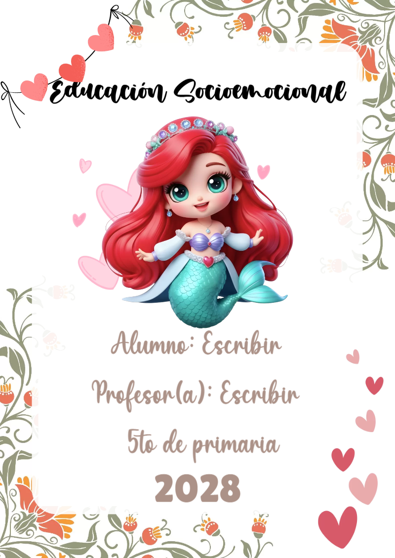 Portada de Princesas de Educación Socioemocional para cuaderno con estilo infantil - tendencia educativa 2026