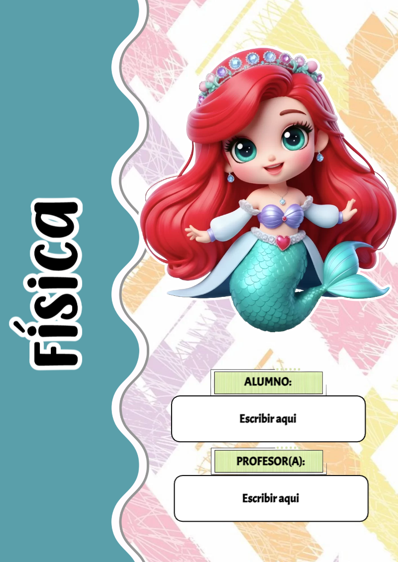 Portada de Princesas de Física para cuaderno escolar creativa - para el regreso a clases