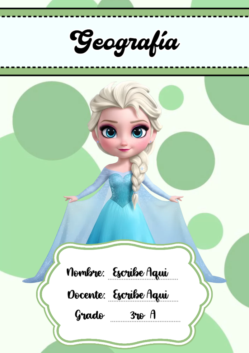 Portada de Princesas de Geografía para cuaderno llamativa y bonita - versión premium para imprimir