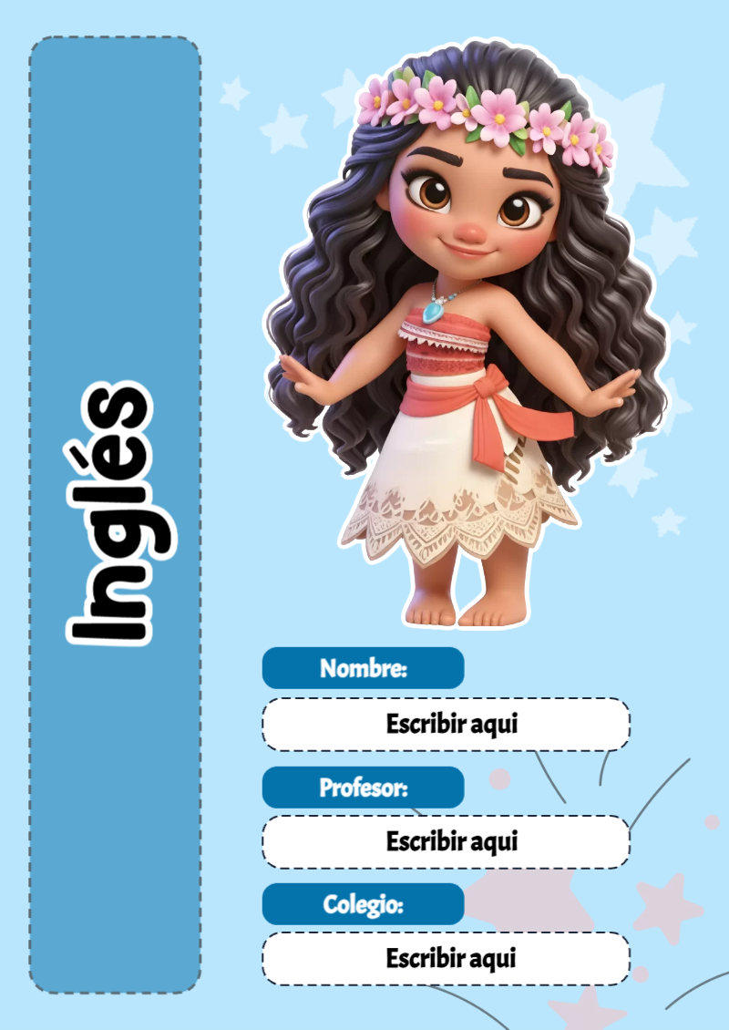 Portada de Princesas de Inglés Editable para Imprimir Gratis