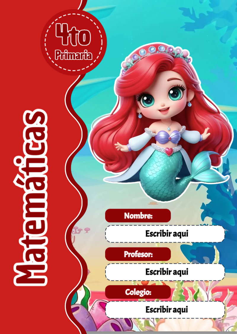 Portada de Princesas de Matemáticas para cuaderno con diseño bonito - diseño escolar moderno