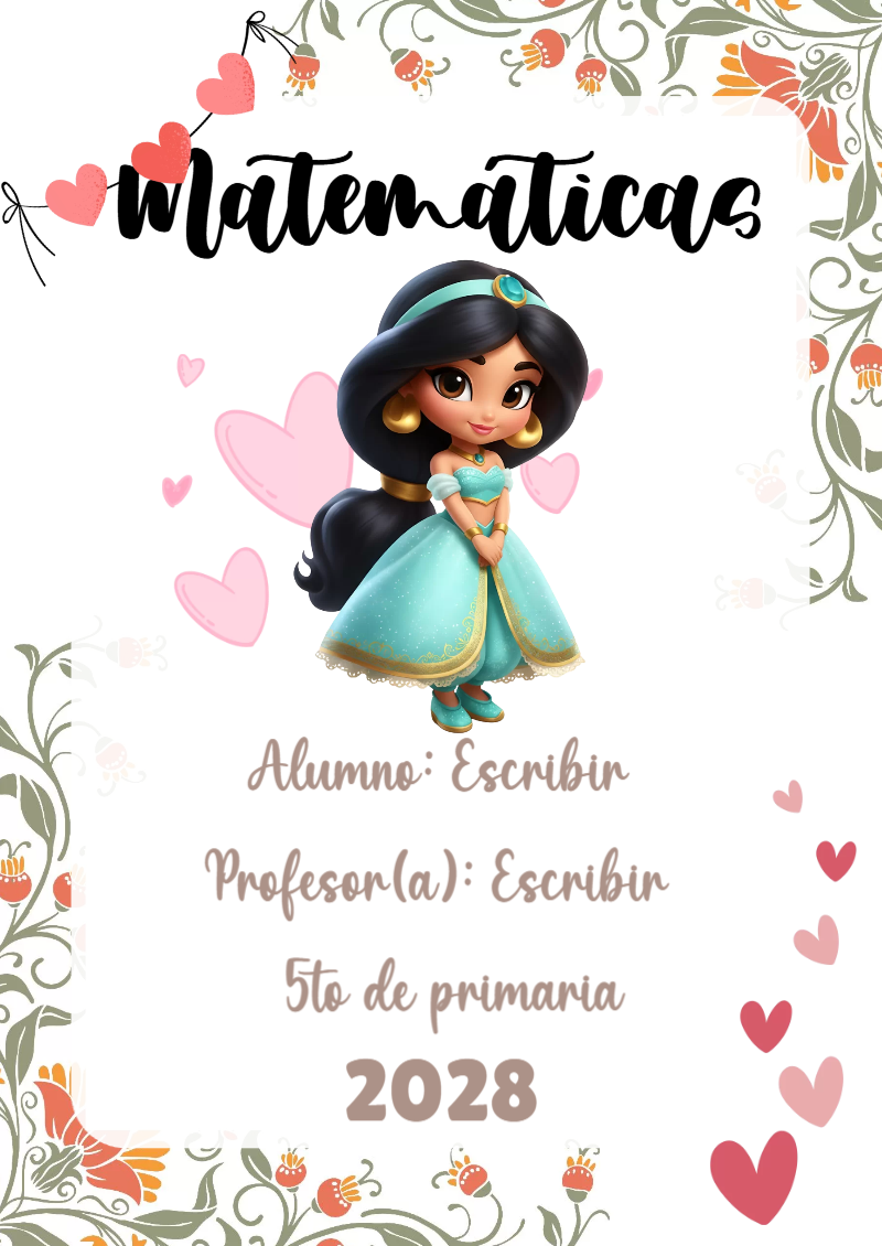 Portada de Princesas de Matemáticas para cuaderno colorida y creativa - perfecto para organizar tus apuntes