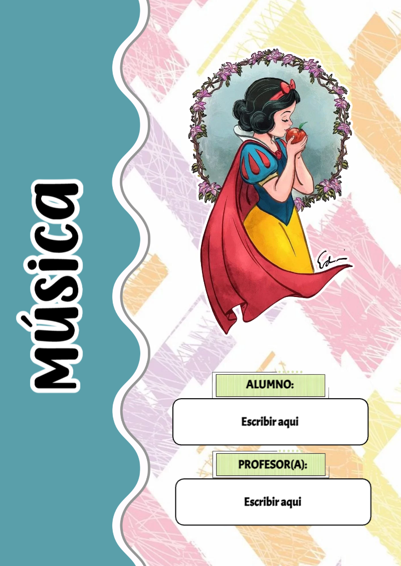 Portada de Princesas de Música para cuaderno con estilo infantil - disponible para descarga gratuita