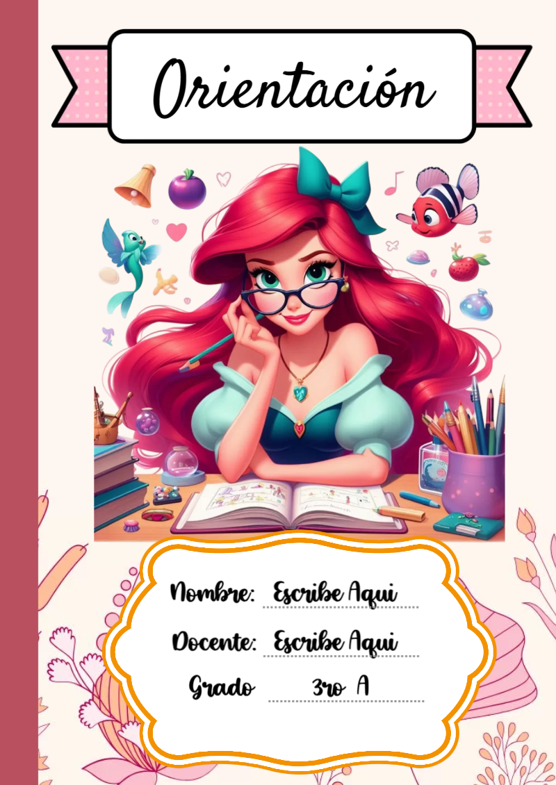 Portada de Princesas de Orientación para cuaderno para clases - ideal para el nuevo año escolar