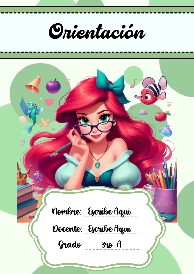 Portada de Princesas de Orientación para cuaderno fácil de imprimir - ideal para el nuevo año escolar