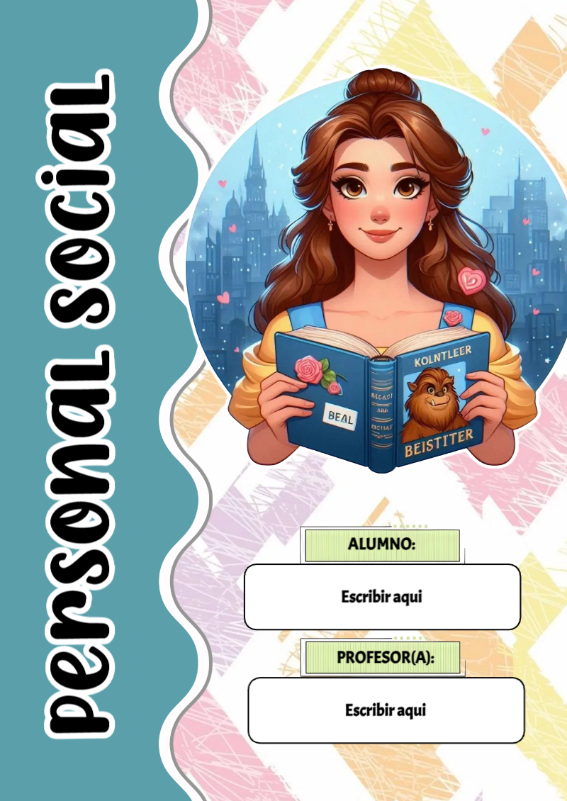 Portada de Princesas de Personal Social para cuaderno con diseño escolar - perfecto para organizar tus apuntes