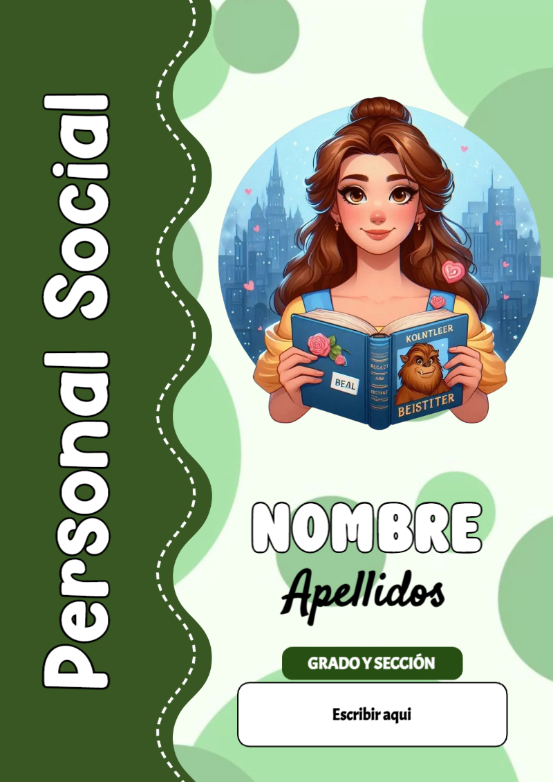 Portada de Princesas de Personal Social para cuaderno llamativa y bonita - perfecto para organizar tus apuntes