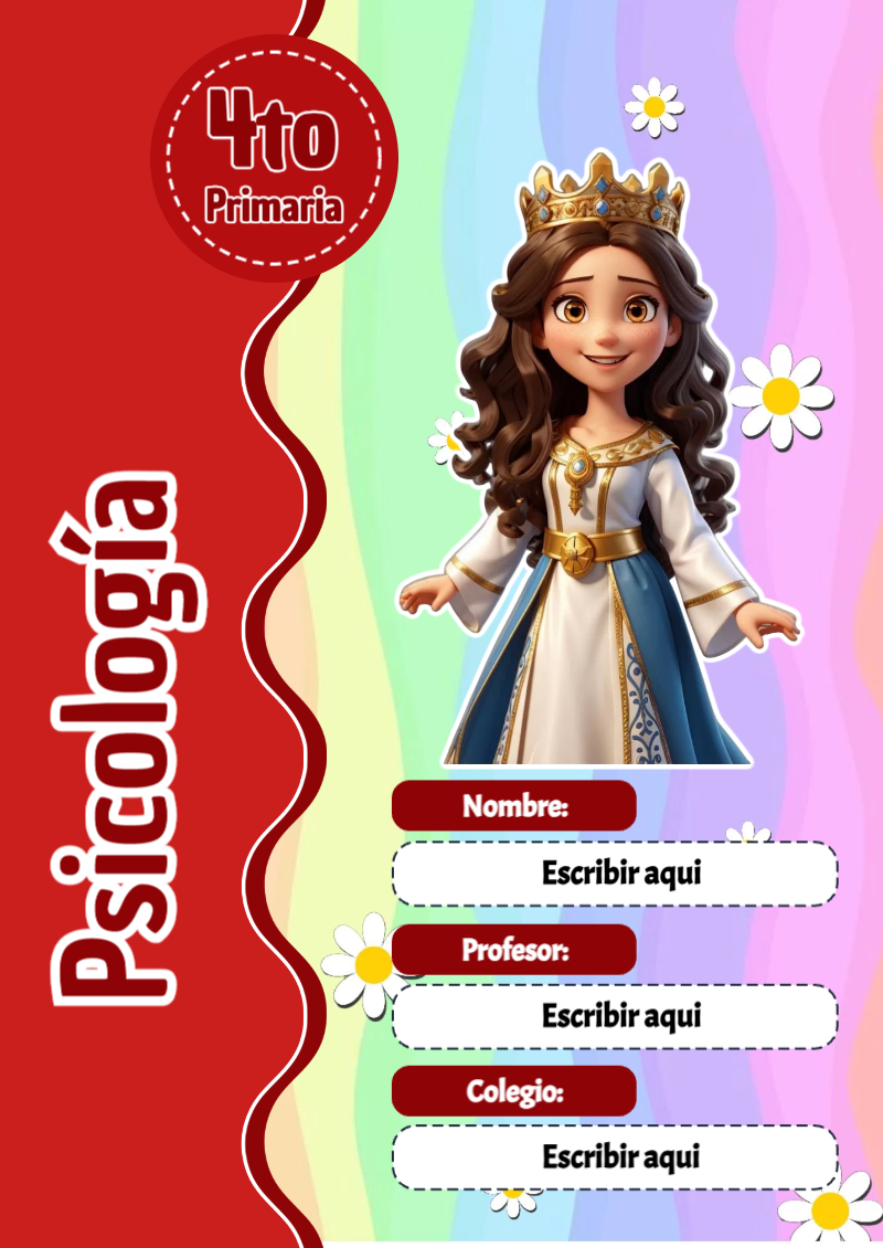 Portada de Princesas de Psicología para cuaderno colorida y creativa - para el regreso a clases