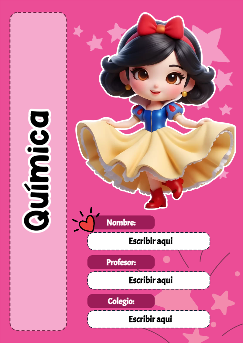 Portada de Princesas de Química para cuaderno bonita para imprimir - perfecto para organizar tus apuntes
