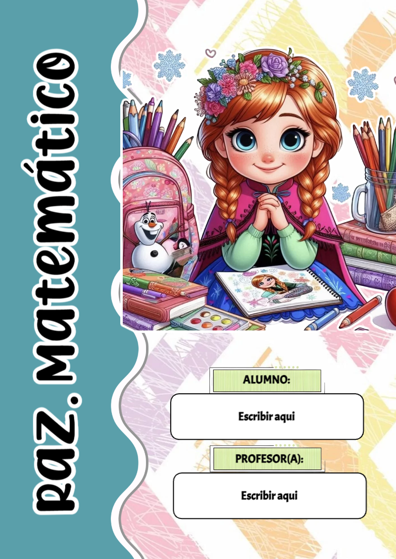 Portada de Princesas de Raz. Matemático para cuaderno escolar creativa - tendencia educativa 2026