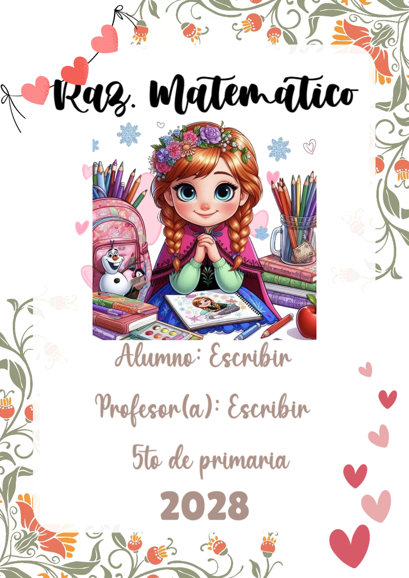 Portada de Princesas de Raz. Matemático para cuaderno escolar creativa - ideal para el nuevo año escolar