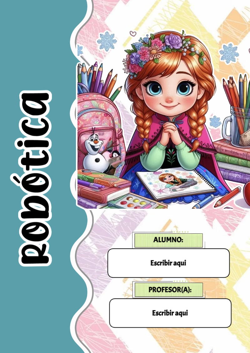 Portada de Princesas de Robótica para cuaderno bonita para imprimir - versión premium para imprimir