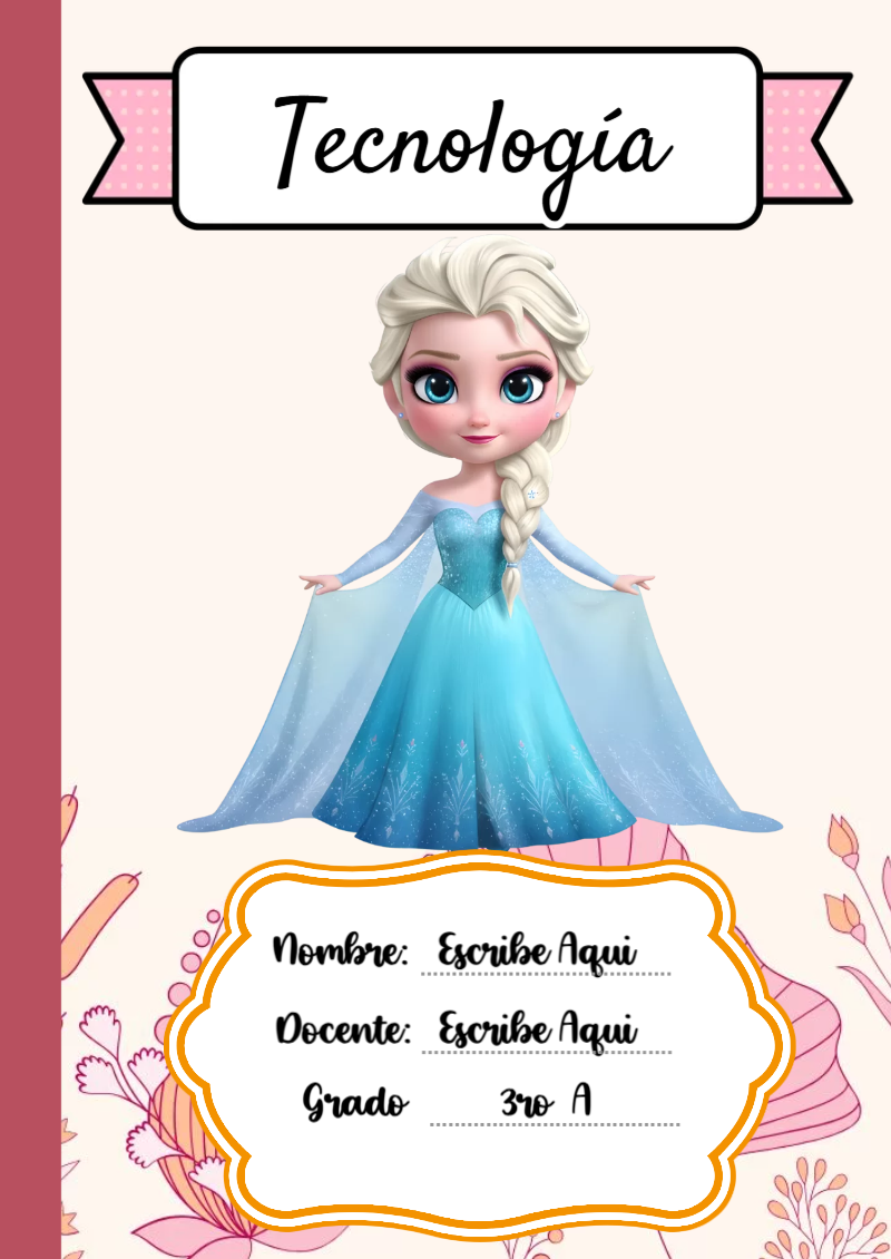 Portada de Princesas de Tecnología para cuaderno escolar para imprimir gratis - para todas las edades y grados