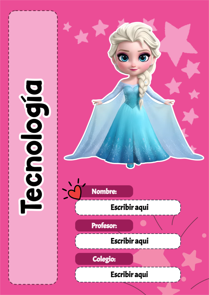 Portada de Princesas de Tecnología para cuaderno escolar para imprimir gratis - formato digital listo para usar