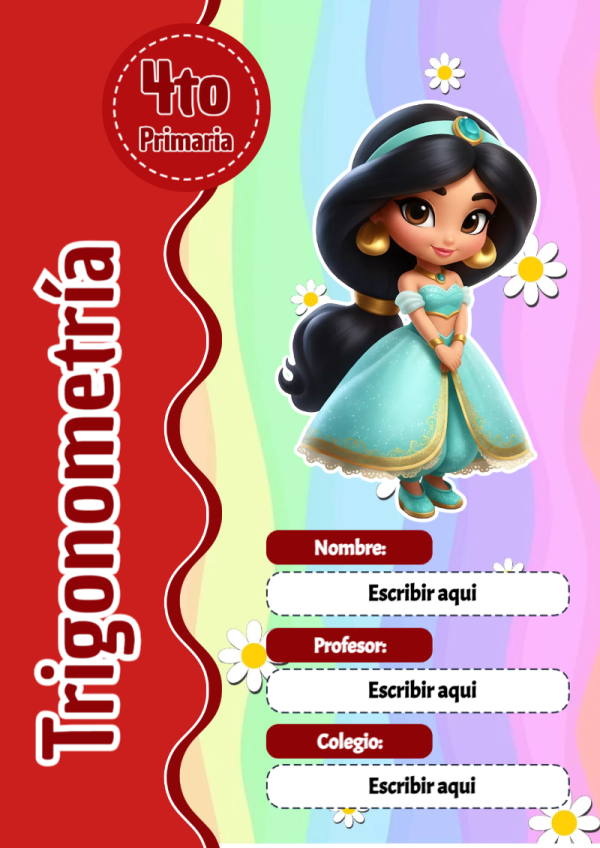 Portada de Princesas de Trigonometría para cuaderno lista para imprimir en A4 - formato digital listo para usar