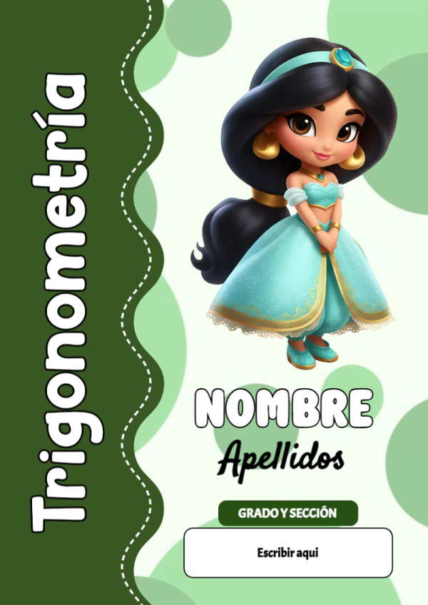 Portada de Princesas de Trigonometría para cuaderno para primaria - creación especial de Mini Canva