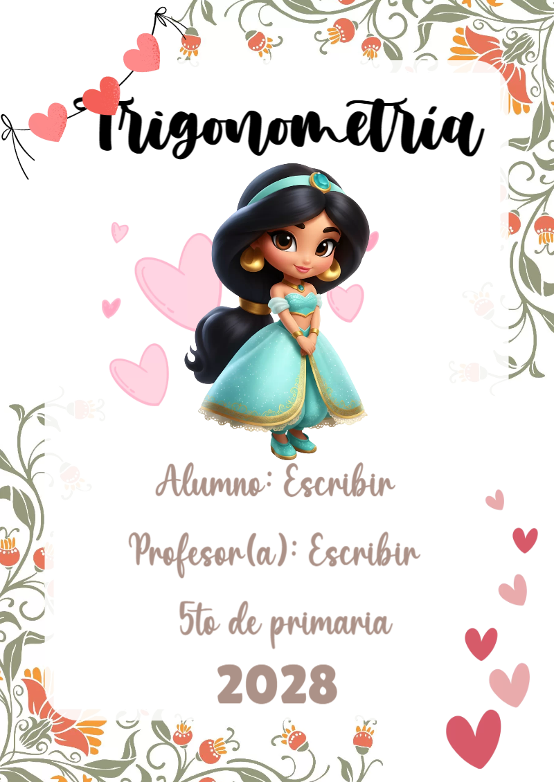 Portada de Princesas de Trigonometría Editable para Imprimir Gratis