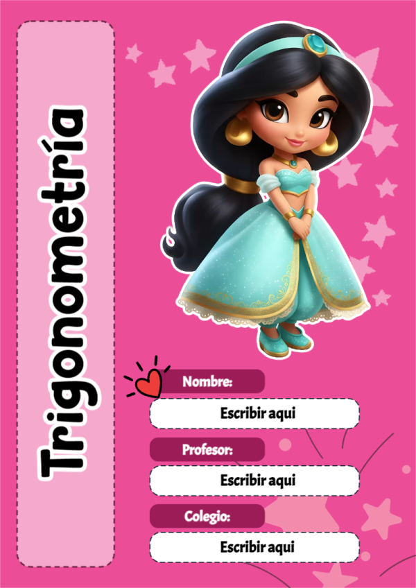 Portada de Princesas de Trigonometría para cuaderno para primaria - versión premium para imprimir