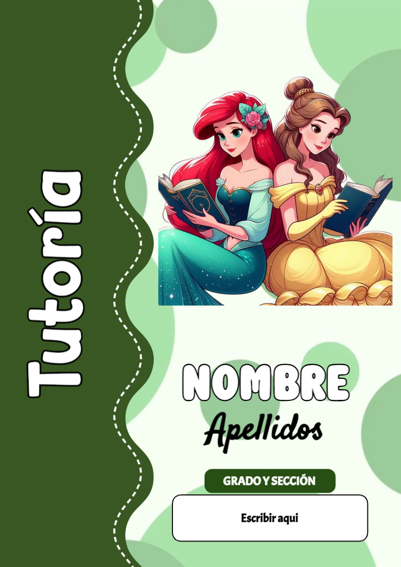 Portada de Princesas de Tutoría para cuaderno ideal para niños - para personalizar tus materias