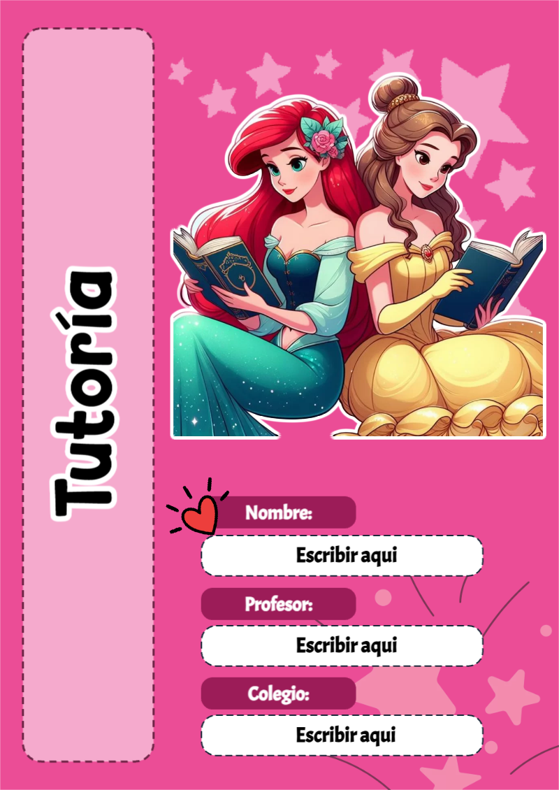 Portada de Princesas de Tutoría para cuaderno en formato A4 - perfecto para organizar tus apuntes