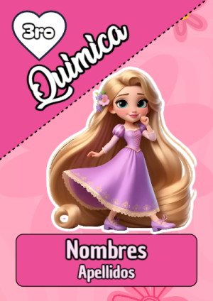 Portada de Quimica con princesas de disney para cuaderno fácil de imprimir - ideal para cuadernos de espiral