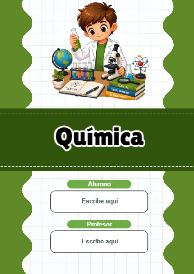 Portada de Química Editable para Imprimir Gratis
