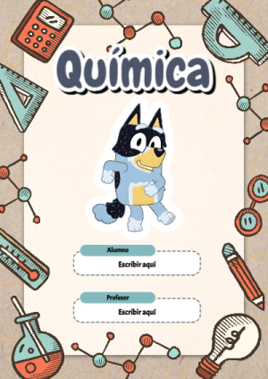 Portada de Quimica para cuaderno con estilo infantil - diseño escolar moderno