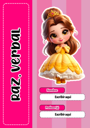Portada de raz verbal con princesas de disney para cuaderno con diseño bonito - diseño exclusivo y original
