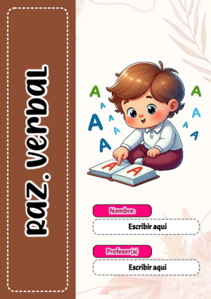 Portada de Razonamiento Verbal para cuaderno colorida y creativa - formato digital listo para usar