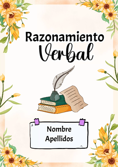 Portada de Razonamiento Verbal Editable para Imprimir Gratis