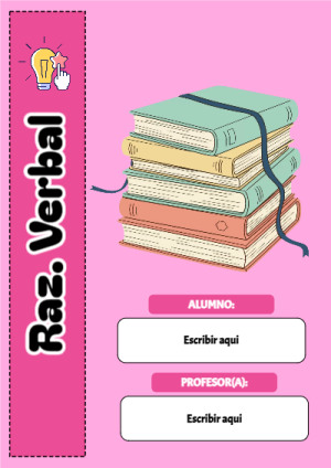 Portada de razonamiento verbal para cuaderno llamativa y bonita - formato digital listo para usar