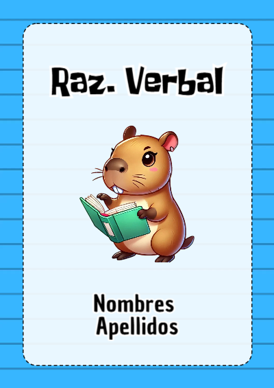 Portada de Razonamiento Verbal Editable para Imprimir Gratis