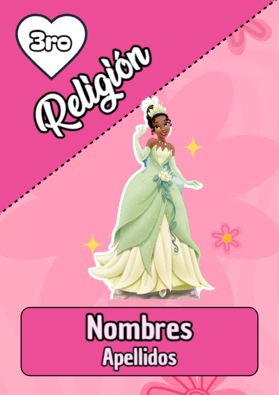Portada de religion con princesas de disney Editable para Imprimir Gratis