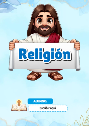 Portada de RELIGIÓN para cuaderno bonita para imprimir - diseño escolar moderno
