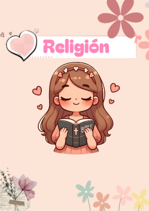 Portada de RELIGIÓN para cuaderno personalizada para imprimir - disponible para descarga gratuita