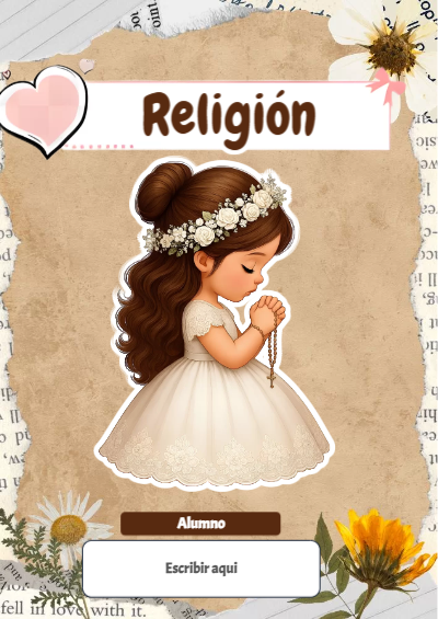 Portada de RELIGIÓN Editable para Imprimir Gratis