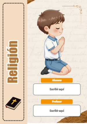 Portada de RELIGIÓN para cuaderno en tamaño A4 - ideal para cuadernos de espiral
