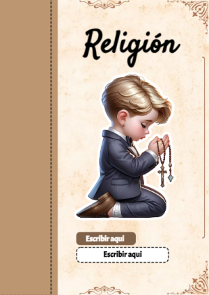 Portada de RELIGIÓN para cuaderno fácil de imprimir - estilo único para estudiantes
