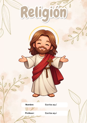 Portada de Religion - Portada de Religión para cuaderno escolar creativa - disponible para descarga gratuita