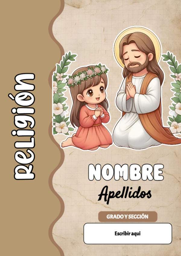 Portada de Religion Secundaria de Religión para cuaderno ideal para niños - tendencia educativa 2026