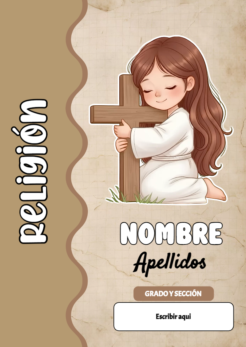 Portada de Religion Secundaria de Religión para cuaderno con estilo infantil - disponible para descarga gratuita