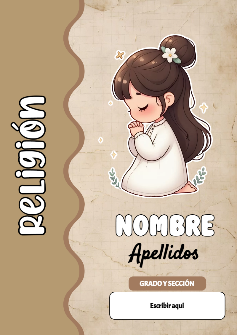 Portada de Religion Secundaria de Religión para cuaderno ideal para niños - versión premium para imprimir
