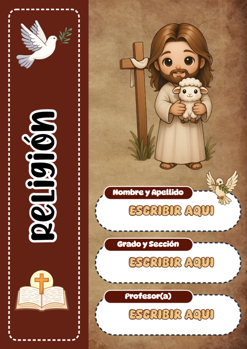 Portada de Religion Secundaria de Religión Editable para Imprimir Gratis